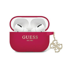 Guess Coque AirPods Pro 2 (22/23) magenta silicone paillettes triangle