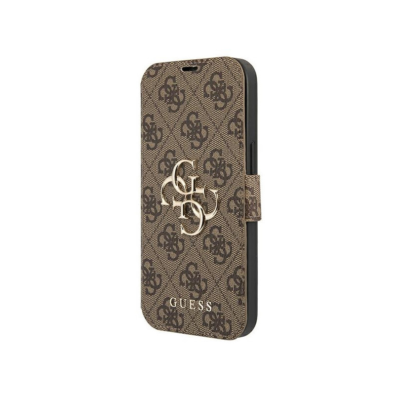 Guess Étui marron pour iPhone 13/13 Pro 4G grand logo métallique