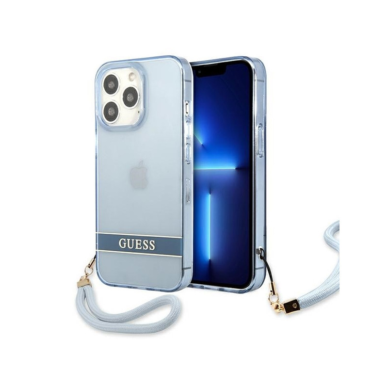 Guess iPhone 13/13 Pro blue hardcase Translucent Stap Guess iPhone 13/13 Pro blue hardcase Translucent Stap