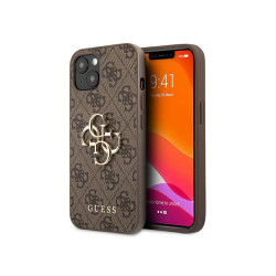 Guess Coque rigide marron pour iPhone 13/13 Pro 4G grand logo métallique