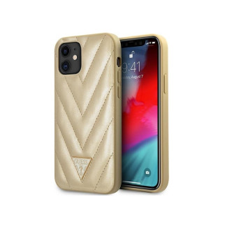 Guess Coque rigide pour iPhone 12 mini dorée collection V-matelassée