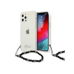 Guess Coque rigide transparente pour iPhone 12/12 Pro perle noire