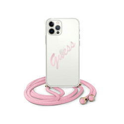 Guess Coque rigide rose pour iPhone 12/12 Pro script vintage