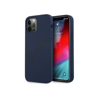 Guess Coque rigide bleue pour iPhone 12/12 Pro script vintage