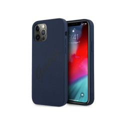 Guess Coque rigide bleue pour iPhone 12/12 Pro script vintage