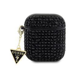 Guess Coque noire pour AirPods 1/2 avec pendentif triangle strass
