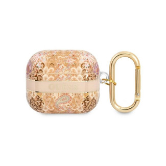 Guess Coque dorée pour AirPods 3 Collection Paisley avec dragonne