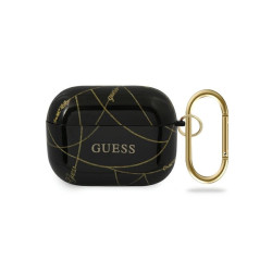 Guess Coque AirPods Pro noire Collection chaîne dorée