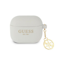 Guess Coque grise pour AirPods 3 silicone collection 4G avec pendentif