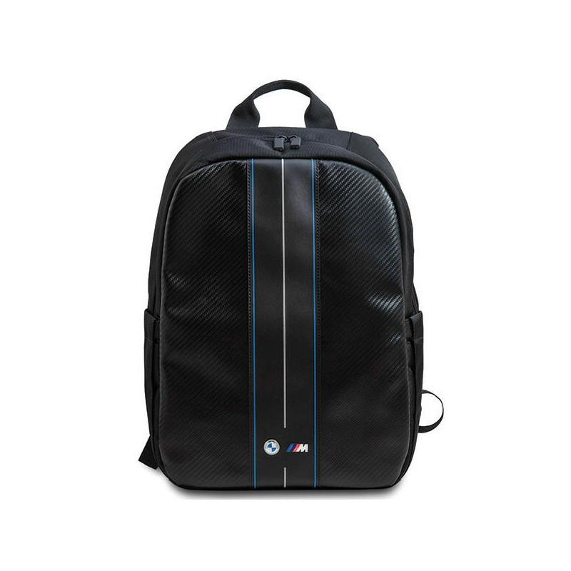 BMW Backpack 16 black Carbon Blue Stripes