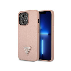 Guess iPhone 14 Pro pink hardcase SaffianoTriangle Logo