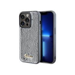 Guess iPhone 14 Pro silver hardcase Sequin Script Metal