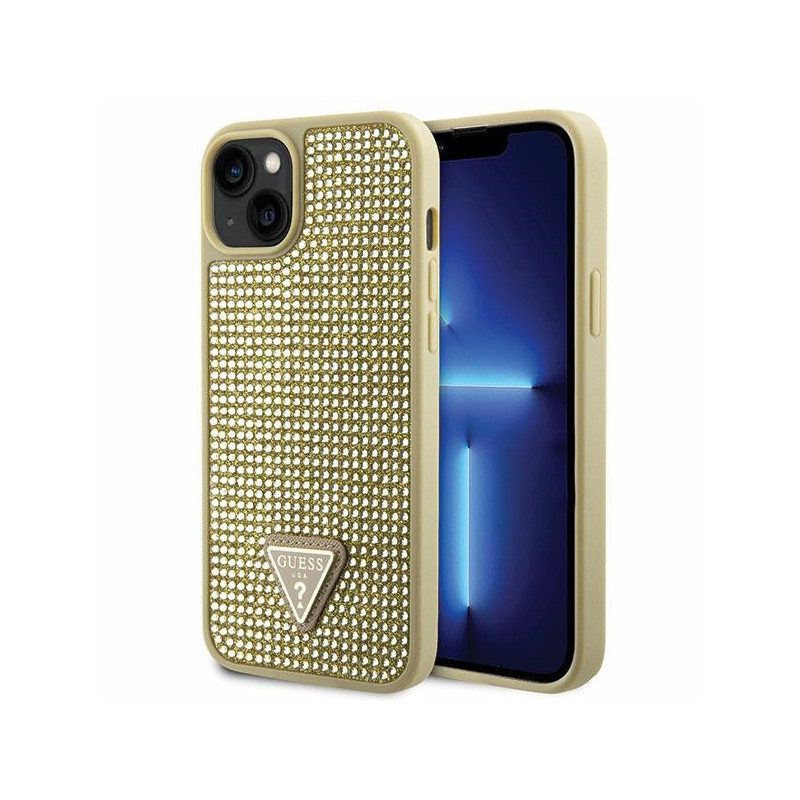 Guess iPhone 13/14/15 gold hardcase Rhinestone Triangle