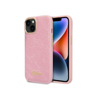 Guess iPhone 13/14/15 pink hardcase Croco Collection