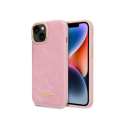 Guess iPhone 13/14/15 pink hardcase Croco Collection