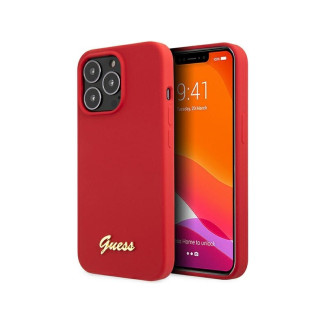 Guess Coque rigide bordeaux iPhone 13 Pro Max logo doré vintage en silicone