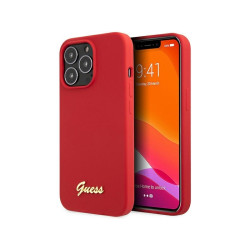 Guess Coque rigide bordeaux iPhone 13 Pro Max logo doré vintage en silicone