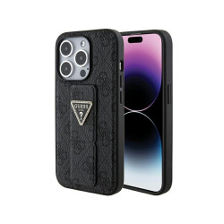 Guess iPhone 15 Pro Max black hardcase Grip Stand 4G Triangle Strass