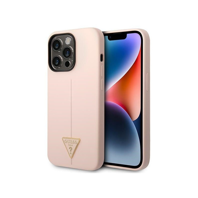 Guess iPhone 14 Pro Max pink hardcase Silicone Triangle