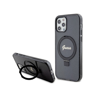 Guess Coque rigide noire pour iPhone 12/12 Pro support paillettes MagSafe