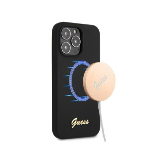 Guess Coque rigide noire pour iPhone 13/13 Pro silicone logo doré MagSafe