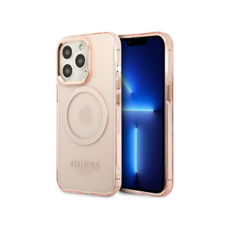 Guess iPhone 13/13 Pro pink hardcase Gold Outline Translucent MagSafe
