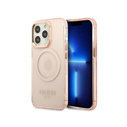 Guess iPhone 13/13 Pro pink hardcase Gold Outline Translucent MagSafe