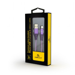 Câble de charge Micro-USB CableXpert 2 m violet / blanc CC-USB2B-AMmBM-2M-PW 