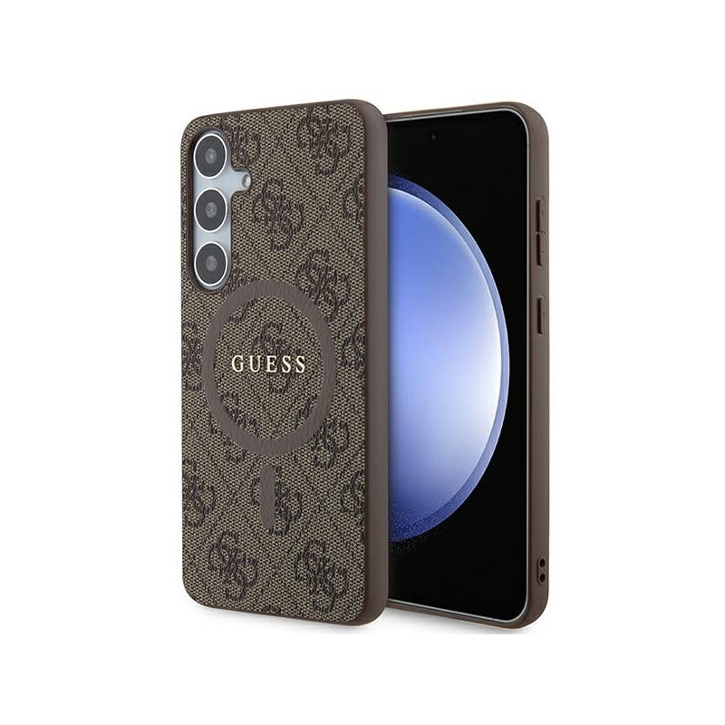 Guess Samsung S24+ brown hardcase 4G Collec. Leather Metal Logo MagS.