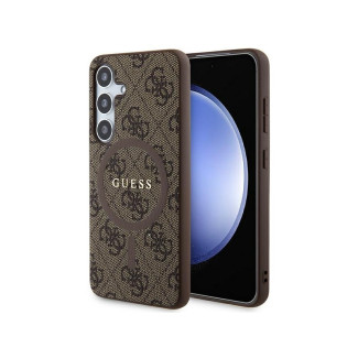 Guess Samsung Galaxy S24 brown hardcase 4G Collec. Leather Metal Logo MagS.
