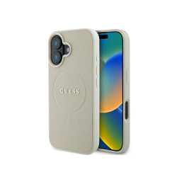 Guess iPhone 16 beige hardcase Grained Ring MagSafe