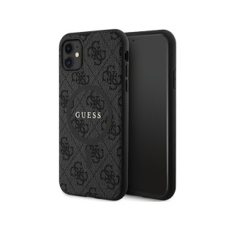 Guess iPhone Xr/11 black hardcase 4G Collection Leather Metal Logo MagSafe