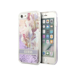 Guess iPhone 7/8/SE 2020/SE 2022 purple hardcase Flower Liquid Glitter