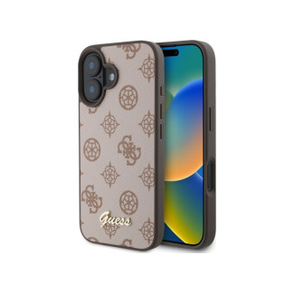Guess iPhone 16 brown hardcase Peony Script MagSafe
