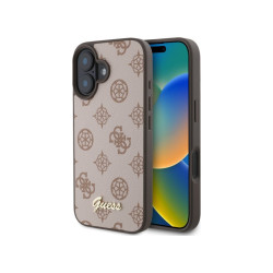 Guess iPhone 16 brown hardcase Peony Script MagSafe