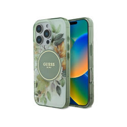 Guess iPhone 16 Pro Max green hardcase IML Flower & Tonal Circle MagSafe