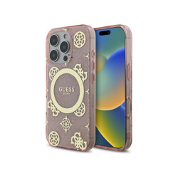 Guess iPhone 16 Pro Max pink hardcase IML Peony On 4G Background MagSafe