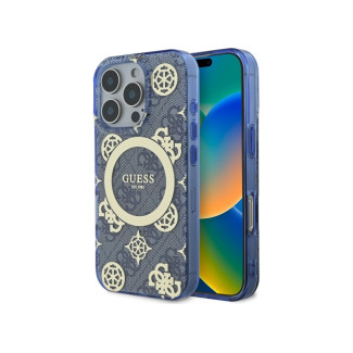 Guess iPhone 16 Pro Max blue hardcase IML Peony On 4G Background Magsafe