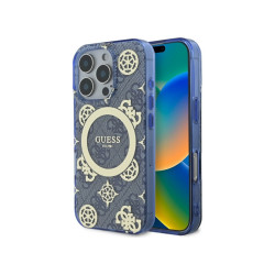 Guess iPhone 16 Pro Max blue hardcase IML Peony On 4G Background Magsafe
