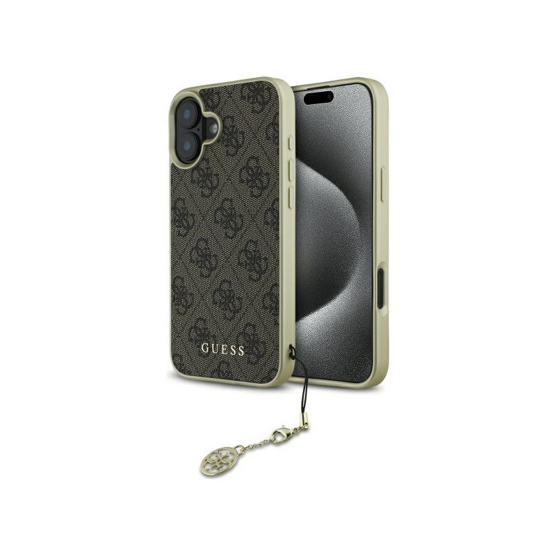 Guess iPhone 16 brown hardcase 4G Charms Collection