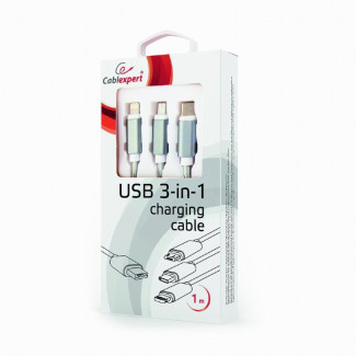 CableXpert Câble de charge USB 3-en-1 1m CC-USB2-AM31-1M-S 