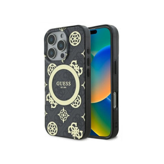 Guess iPhone 16 Pro Max black hardcase IML Peony On 4G Background MagSafe