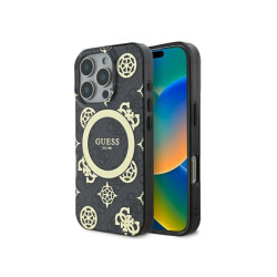 Guess iPhone 16 Pro Max black hardcase IML Peony On 4G Background MagSafe