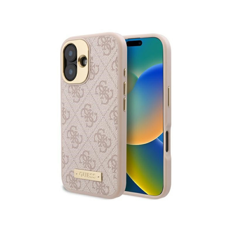Guess iPhone 16 pink hardcase 4G Logo Plate MagSafe