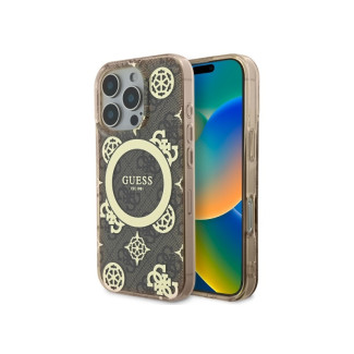 Guess iPhone 16 Pro Max brown hardcase IML Peony On 4G Background MagSafe