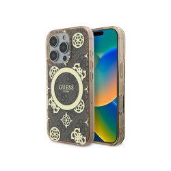 Guess iPhone 16 Pro Max brown hardcase IML Peony On 4G Background MagSafe