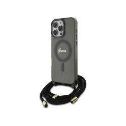 Guess iPhone 16 Pro Max black hardcase Crossbody Cord Script MagSafe