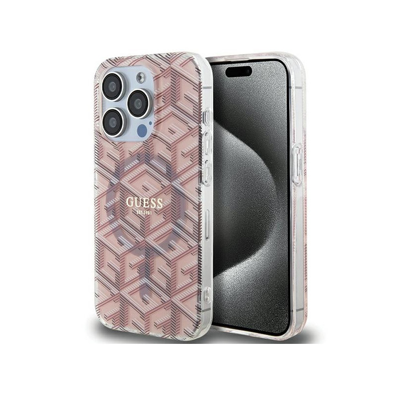 Guess iPhone 15 Pro Max pink hardcase IML GCube MagSafe