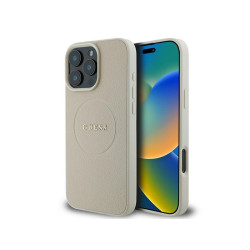 Guess iPhone 16 Pro beige hardcase Grained Ring MagSafe