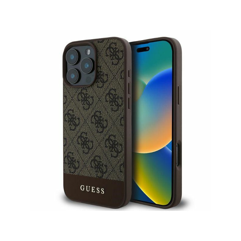 Guess iPhone 16 Pro brown hardcase 4G Bottom Stripe